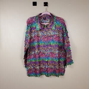 Magic Scarf Multi-Dots Jewel Tone Petal Blouse Plus Size OS